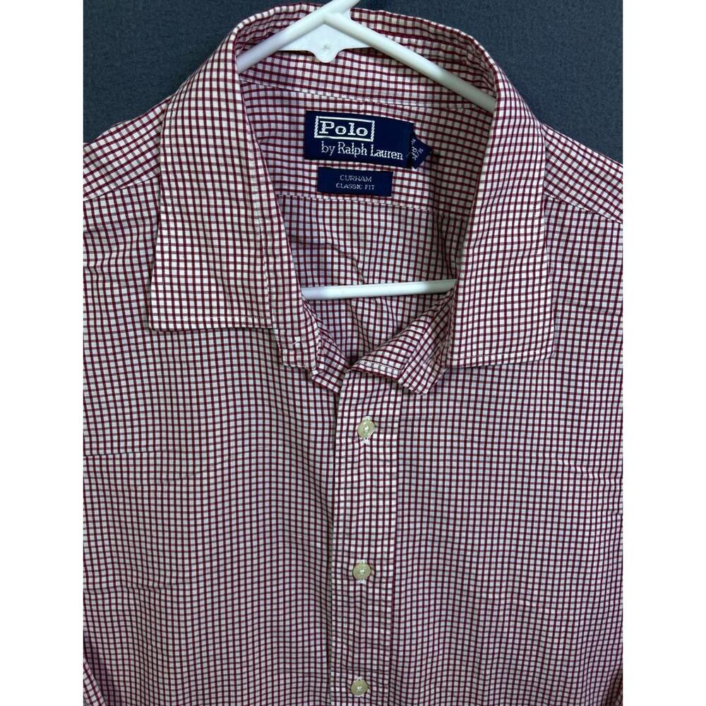 Polo Ralph Lauren Shirt Mens XL 18 34 / 35 Red Check Plaid Curham Classic Button